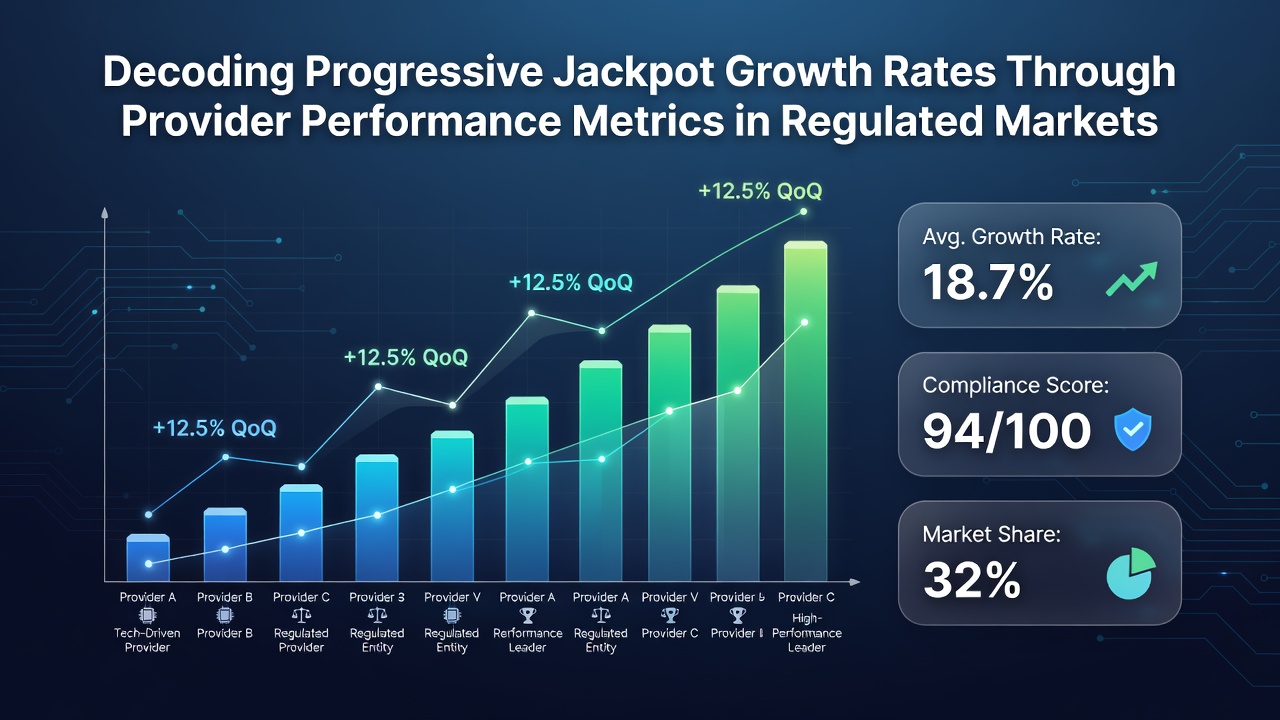 Infographic showing progressive jackpot growth curves across major providers in licensed markets