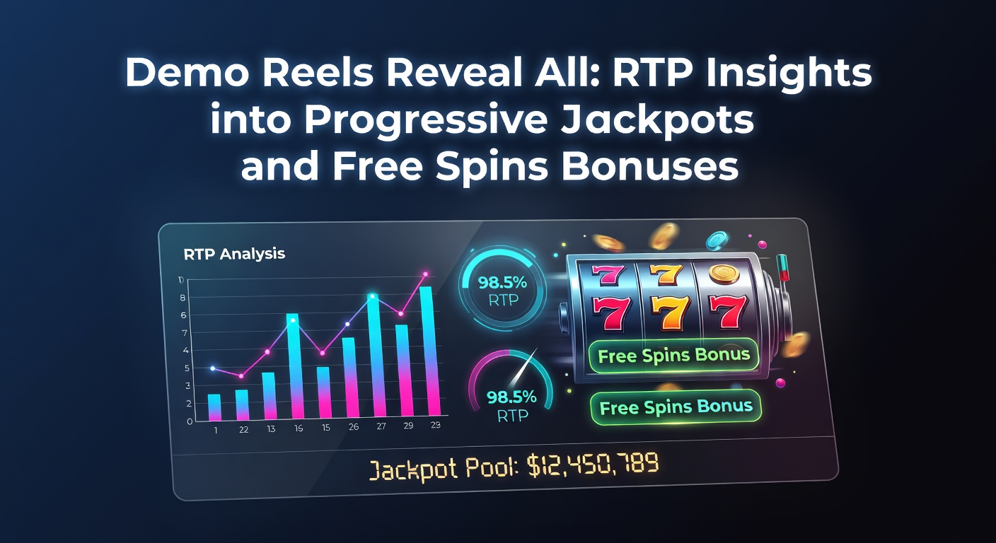 Vibrant slot reels spinning in demo mode, highlighting jackpot meters and free spin icons against a casino backdrop