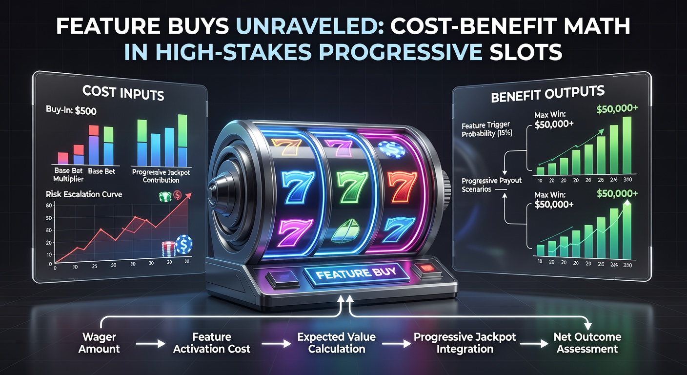 Graph illustrating RTP curves for feature buys versus organic triggers in progressive slots, with jackpot probability lines spiking dramatically post-buy