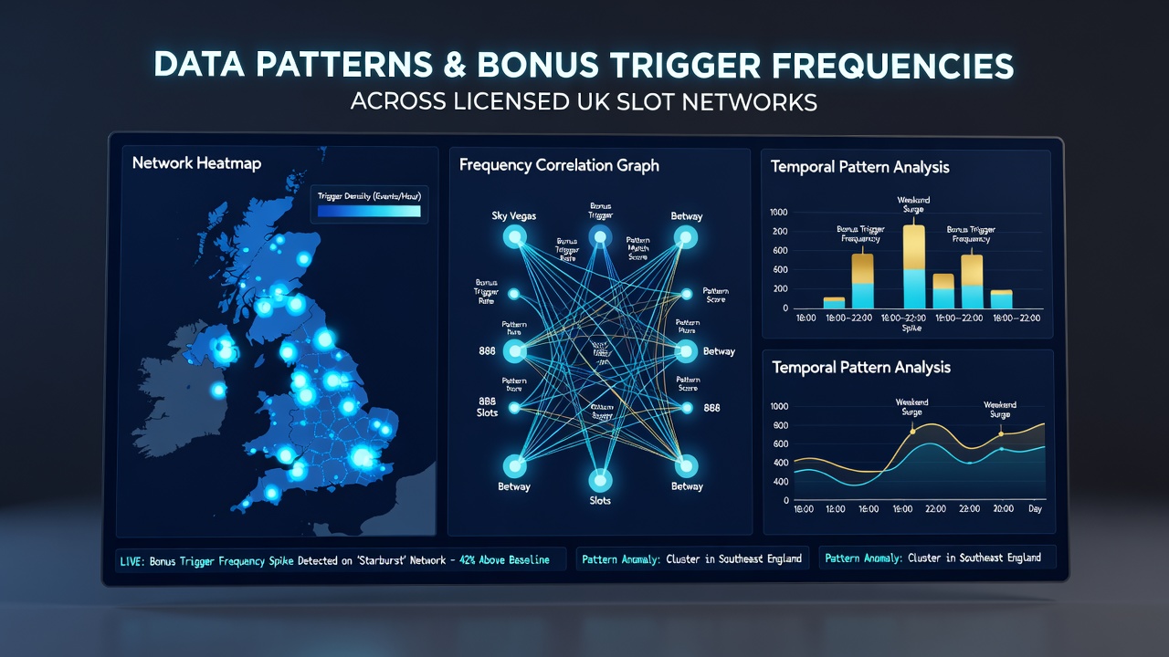 Graphs and charts illustrating bonus trigger frequency distributions derived from large-scale slot network datasets