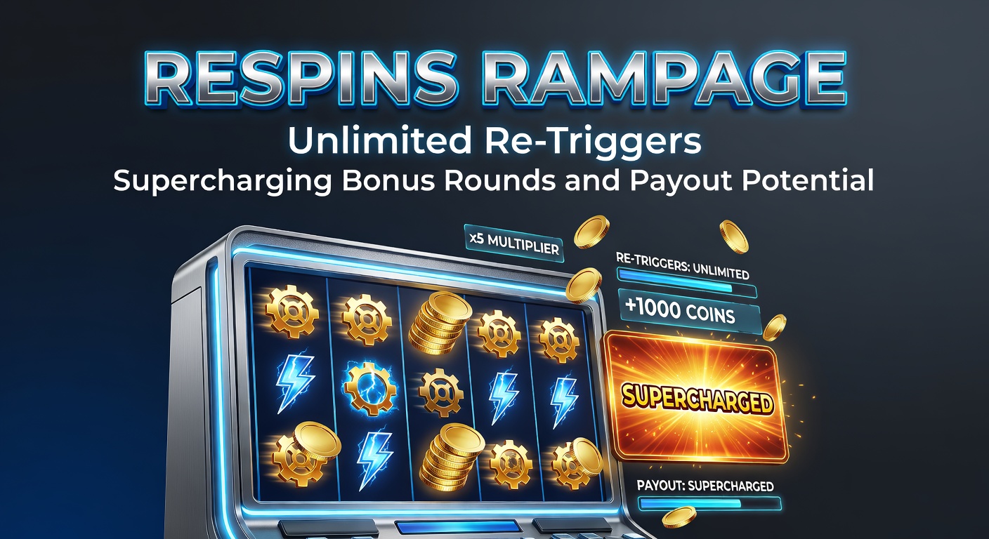 Vibrant slot reels mid-respin with cascading symbols and glowing bonus triggers highlighting unlimited re-trigger mechanics