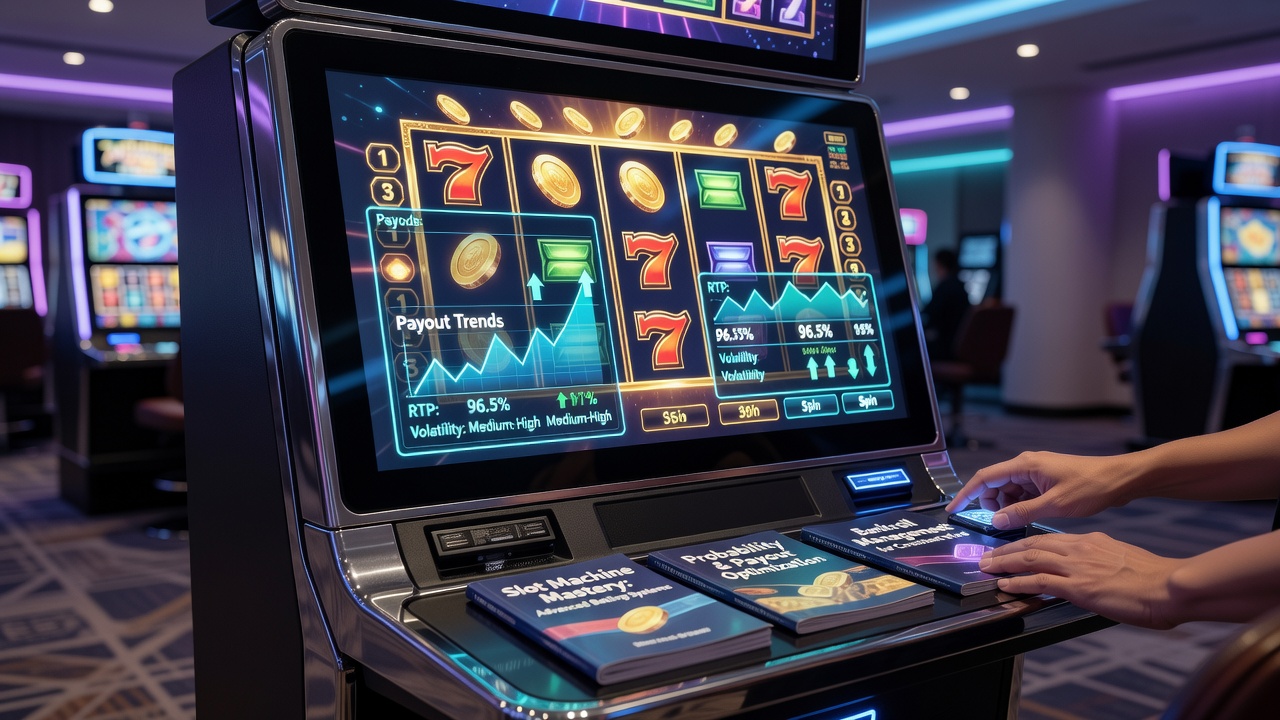 Close-up view of spinning slot machine reels with vibrant symbols