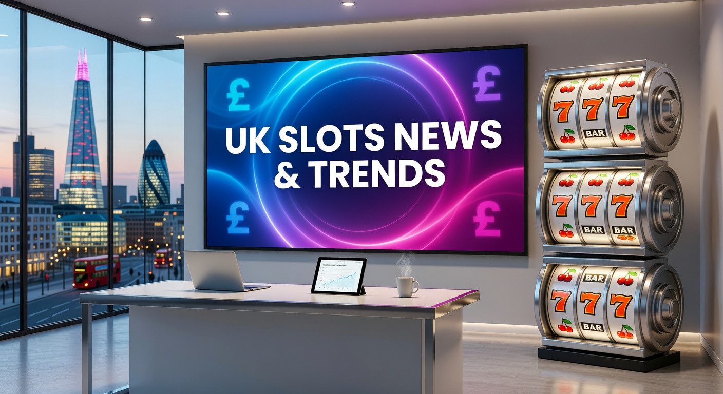 Graphic showing UK slot machines in a bustling pub setting with statistical overlays highlighting revenue and player numbers